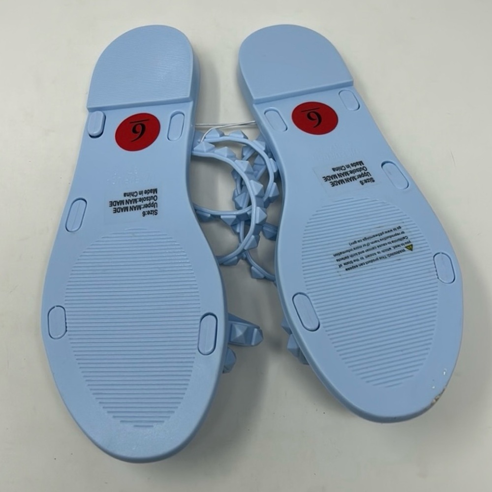 Olivia Miller Baby Blue Studded Slip-On Jelly Flat Sandals Size 6 - Picture 2 of 4